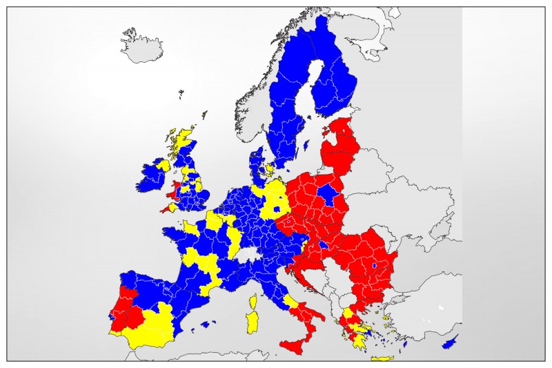 Crvenom bojom su označene najsiromašnije regije